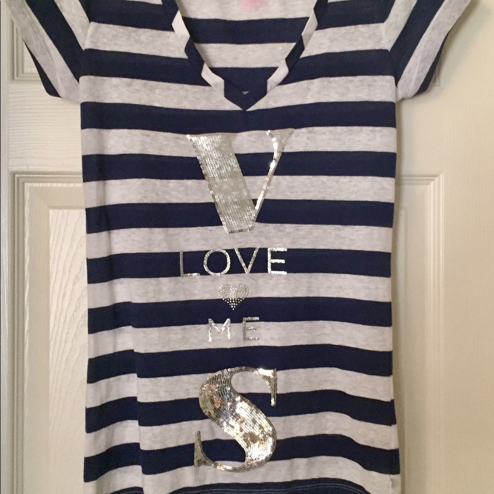 Victoria’s Secret Bling T Navy & White Striped s